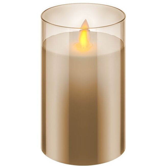 Goobay Set of 3 LED Real Wax Candles in Glass, Gold-Transparent, incl. 10x AAA (LR03)