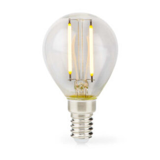 Nedis LED-Filamentlamp E14 | G45 | 2 W | 250 lm | 2700 K | Warm Wit | Retrostijl | 1 Stuks | Doorzichtig