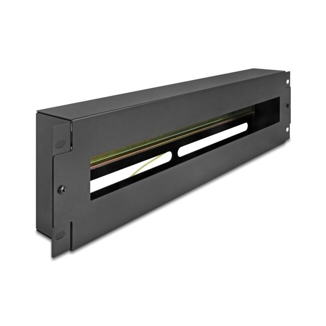 Delock 19″ Circuit-breaker strip with cover and DIN rail 3U metal black
