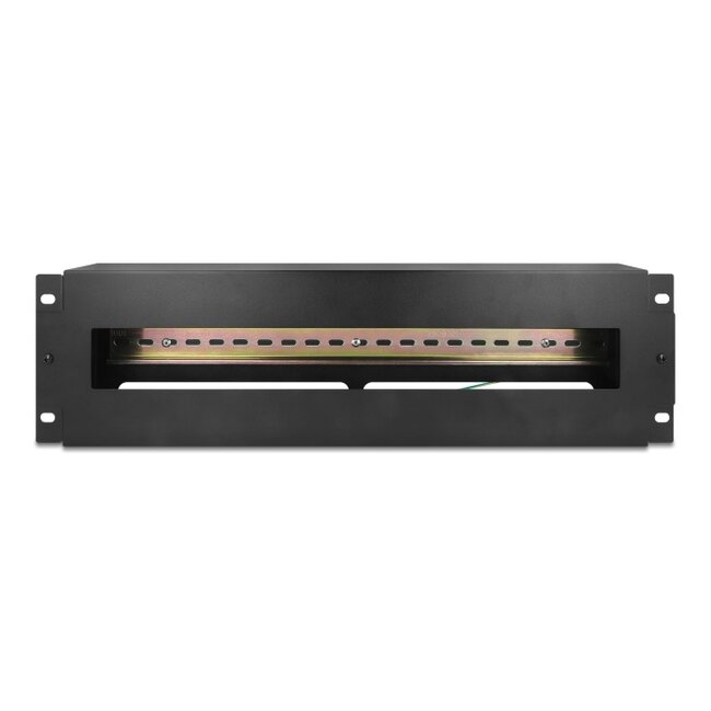 Delock 19″ Circuit-breaker strip with cover and DIN rail 3U metal black