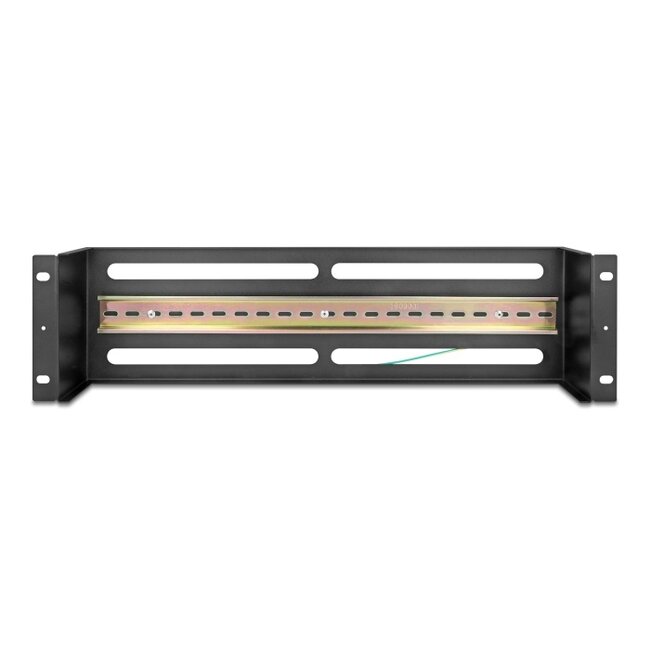 Delock 19″ Circuit-breaker strip with cover and DIN rail 3U metal black
