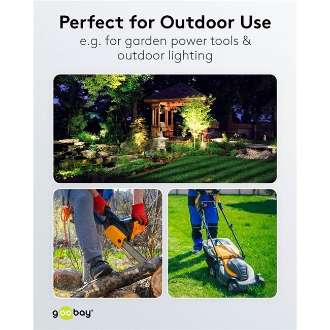 CEE 7/7 - 3x CEE 7/3 outdoor stroom verlengkabel | IP44 | 3x 1,50mm | 10 meter