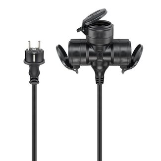 Goobay CEE 7/7 - 3x CEE 7/3 outdoor stroom verlengkabel | IP44 | 3x 1,50mm | 25 meter