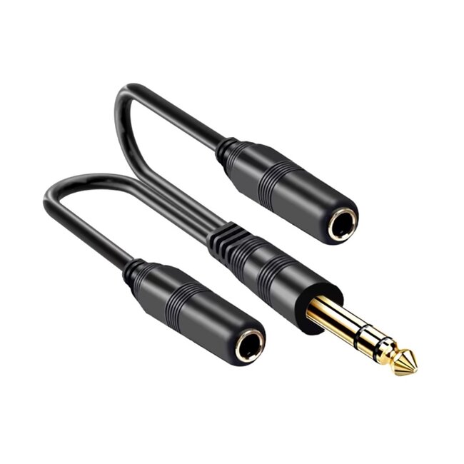 6,35mm Jack (m) - 2x 6,35mm Jack (v) stereo splitter | verguld | 0,30 meter