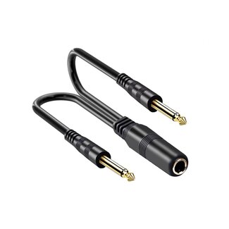 Dolphix 6,35mm Jack stereo (v) - 2x 6,35mm Jack mono (m) adapter | verguld | 0,30 meter