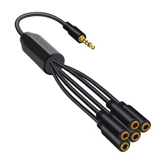 Universal 3,5mm Jack naar 5x 3,5mm Jack splitter | 4-polig | verguld | 0,30 meter