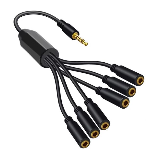3,5mm Jack naar 6x 3,5mm Jack splitter | 4-polig | verguld | 0,30 meter
