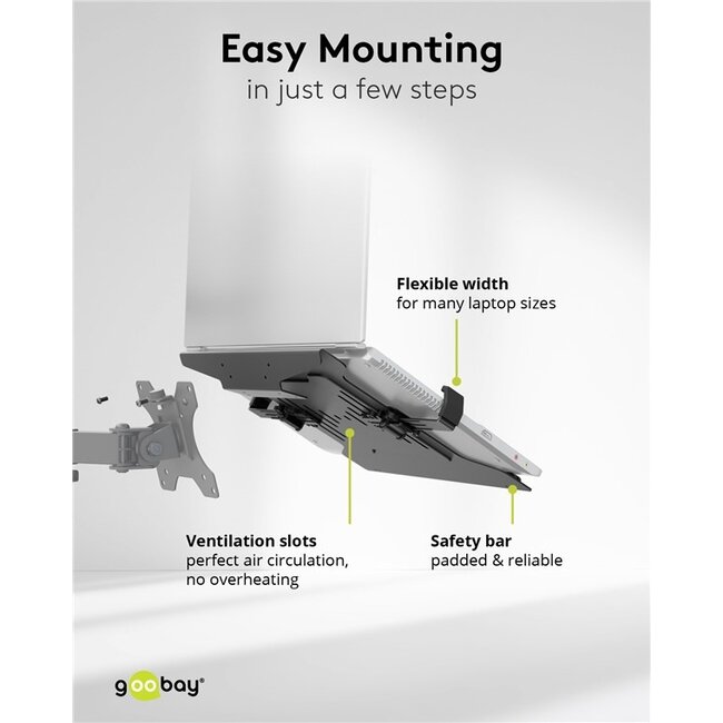 Goobay Laptop Mount for Monitor Arm, black