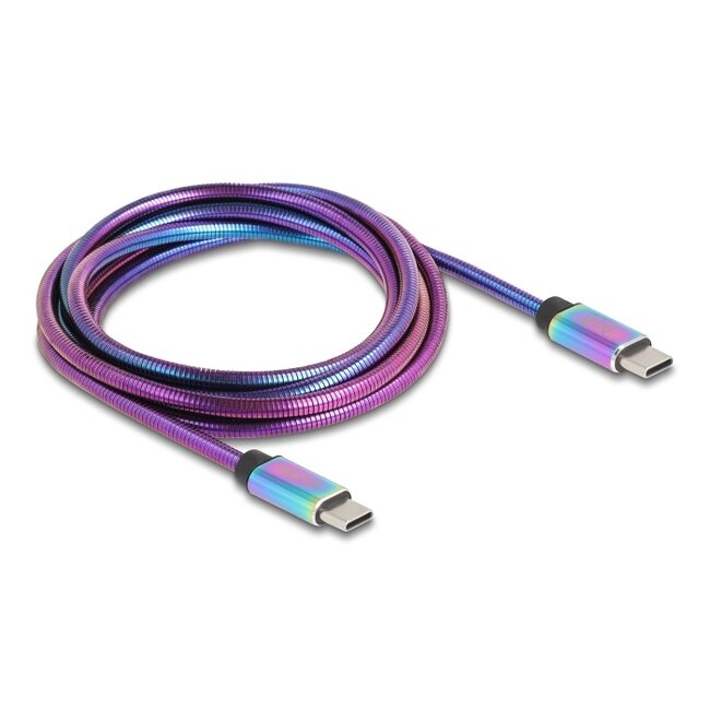 Delock USB 2.0 Cable USB Type-C™ male to male with metal jacket iridescent PD 3.0 60 W 2 m