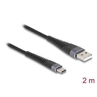 DeLOCK Delock USB 2.0 Cable USB Type-A male to USB Type-C™ male with extended bend protection 2 m