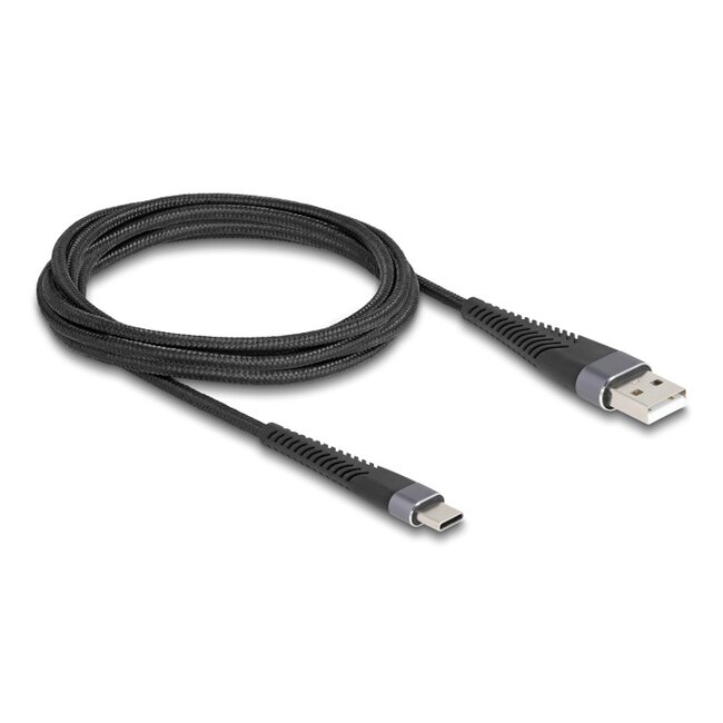 Delock USB 2.0 Cable USB Type-A male to USB Type-C™ male with extended bend protection 2 m