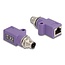 Delock M12 Adapter D-coded 4 pin male to RJ45 jack Cat.5e with mounting hole straight violet