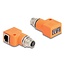 Delock M12 Adapter A-coded 8 pin female to RJ45 jack Cat.5e with mounting hole 90° angled orange