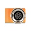 Delock M12 Adapter A-coded 8 pin female to RJ45 jack Cat.5e with mounting hole straight orange