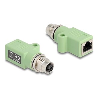 DeLOCK Delock M12 Adapter X-coded 8 pin female to RJ45 jack Cat.5e with mounting hole straight green