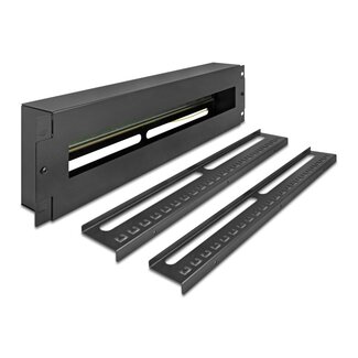 DeLOCK Delock 19″ Circuit-breaker with cover and DIN rail including 2 x cable strain relief rails 3U metal black