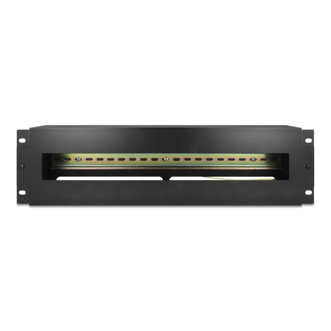Delock 19″ Circuit-breaker with cover and DIN rail including 2 x cable strain relief rails 3U metal black