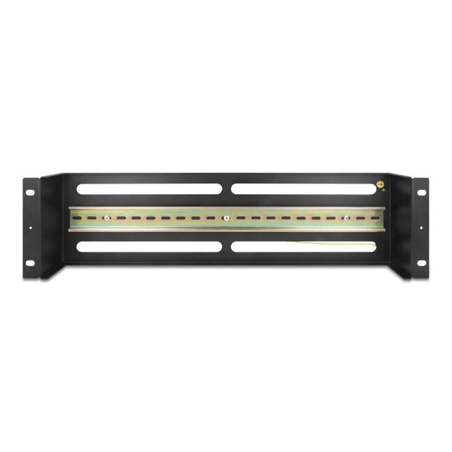 Delock 19″ Circuit-breaker with cover and DIN rail including 2 x cable strain relief rails 3U metal black