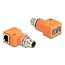 Delock M12 Adapter A-coded 8 pin male to RJ45 jack Cat.5e with mounting hole 90° angled orange