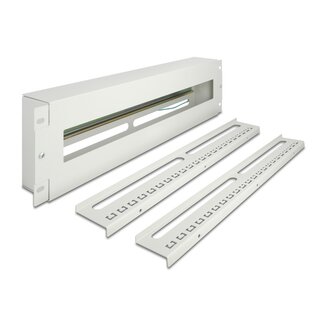 DeLOCK Delock 19″ Circuit-breaker with cover and DIN rail including 2 x cable strain relief rails 3U metal grey