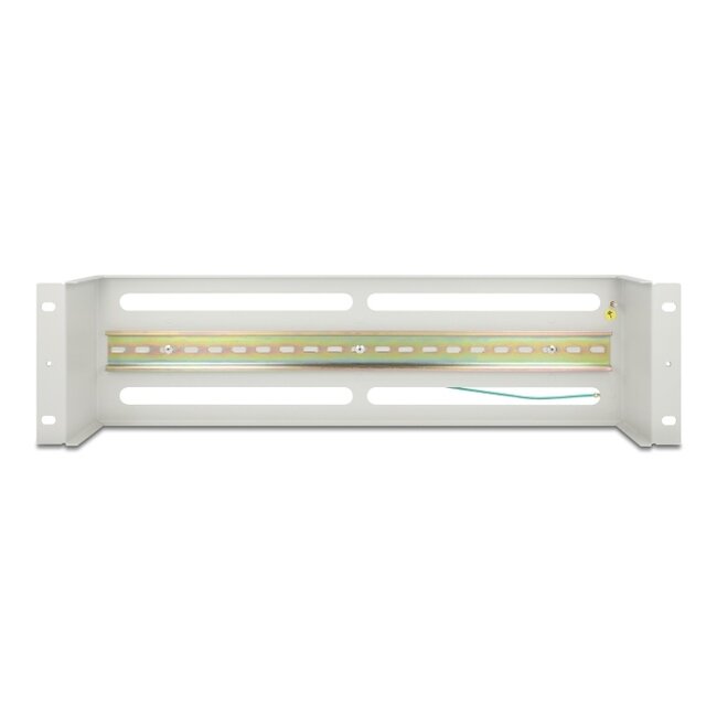 Delock 19″ Circuit-breaker with cover and DIN rail including 2 x cable strain relief rails 3U metal grey