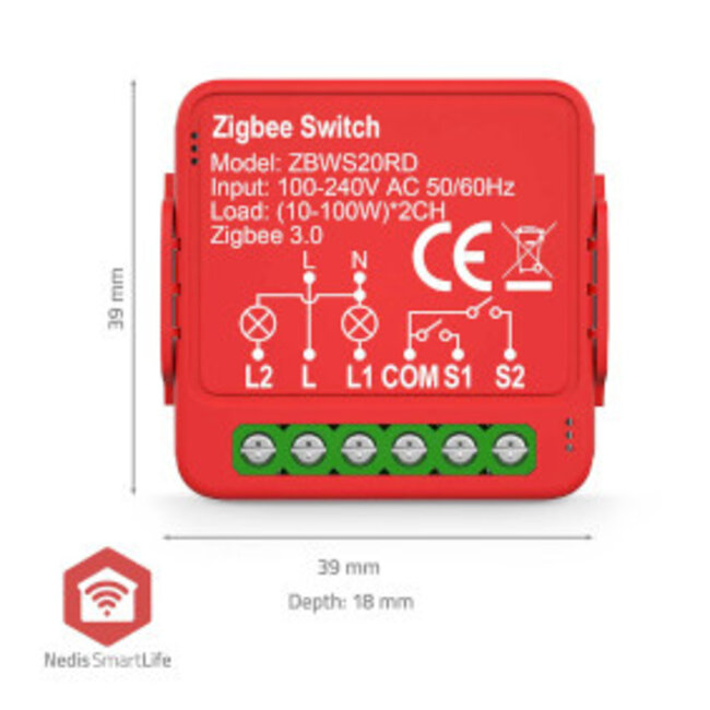 SmartLife Schakelaar | Zigbee 3.0 | 2x100 W | Kroonsteen | App beschikbaar voor: Android™ / IOS