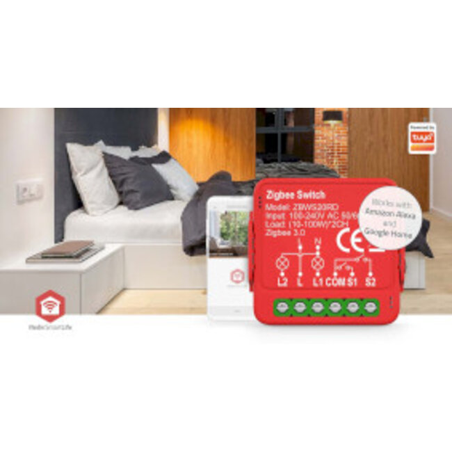 SmartLife Schakelaar | Zigbee 3.0 | 2x100 W | Kroonsteen | App beschikbaar voor: Android™ / IOS