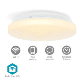Nedis SmartLife Plafondlamp | Wi-Fi | RGB / Warm tot Koel Wit | Rond | Diameter: 260 mm | 1820 lm | 2700 - 6500 K | IP44 | Energieklasse: F | Android™ / IOS