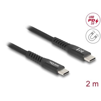 DeLOCK Delock USB 2.0 Cable USB Type-C™ male to male with magnetic textile jacket PD 3.0 60 W 2 m