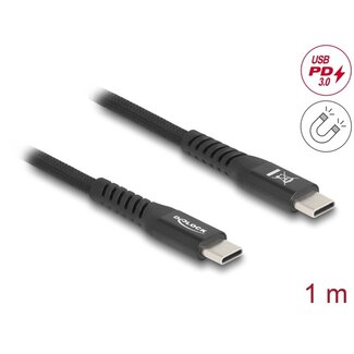 DeLOCK Delock USB 2.0 Cable USB Type-C™ male to male with magnetic textile jacket PD 3.0 60 W 1 m