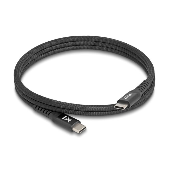 Delock USB 2.0 Cable USB Type-C™ male to male with magnetic textile jacket PD 3.0 60 W 1 m