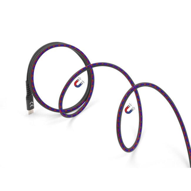 Delock USB 2.0 Cable USB Type-C™ male to male with magnetic textile jacket PD 3.0 60 W 1 m