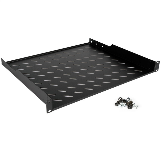 ROLINE 19-inch plank 1 U 400 mm diep, 15 kg draagvermogen zwart