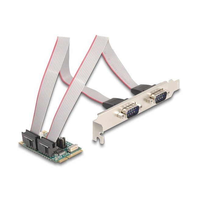 Delock Mini PCIe I/O PCIe full size 2 x Serial RS-232 with voltage supply 5 V / 12 V