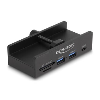 DeLOCK Delock External USB 5 Gbps Hub with 2 x USB Type-A, 1 x USB Type-C™ and SD + Micro SD Slot with Locking Screw