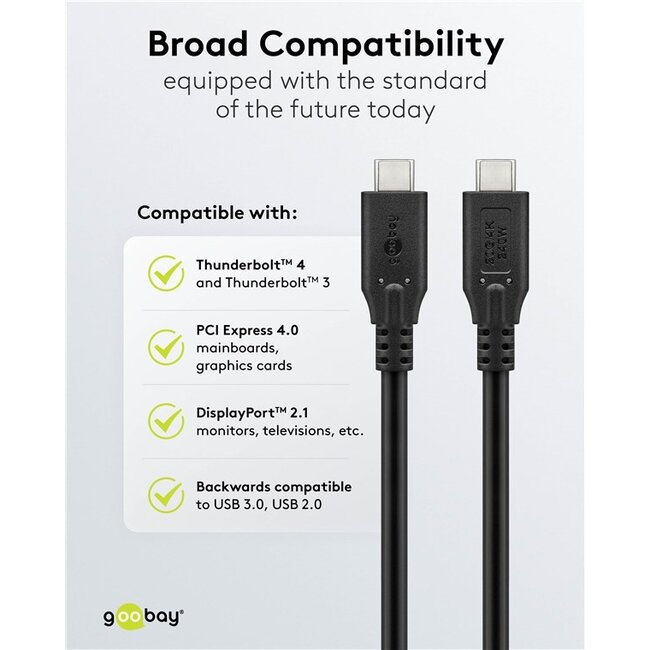 USB-C kabel | USB4 20 Gbps | PD 240W | 4K 60Hz | zwart | 1,5 meter