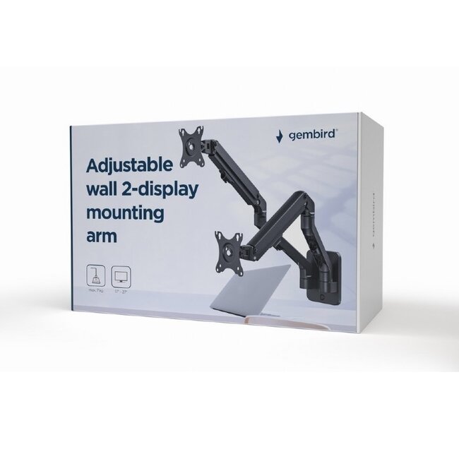 Gembird muurbeugel voor 2 monitoren tot 27 inch | interactief | 5 draaipunten