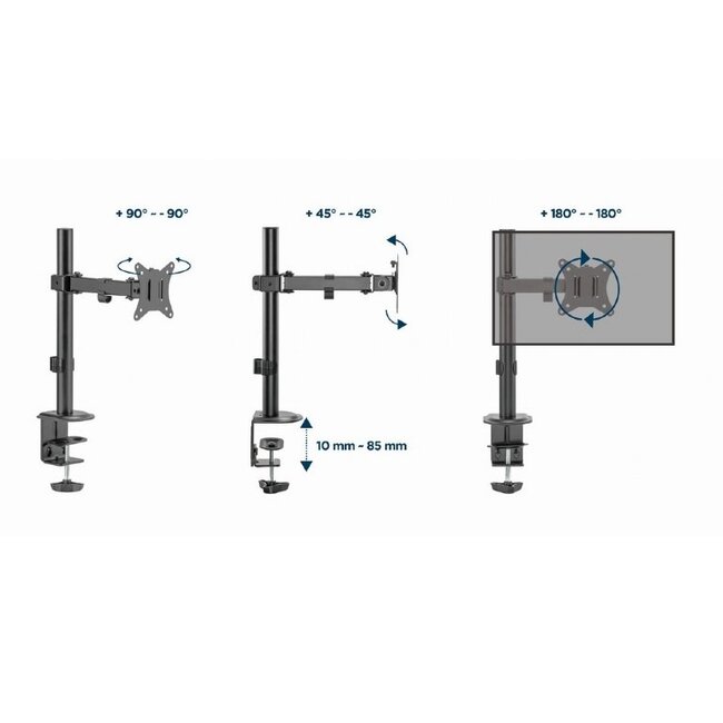 Gembird bureaubeugel voor 1 monitor tot 32 inch | full motion | 2 draaipunten