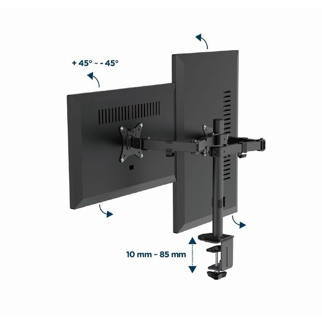 Gembird bureaubeugel voor 2 monitoren tot 32 inch | full motion | 2 losse armen