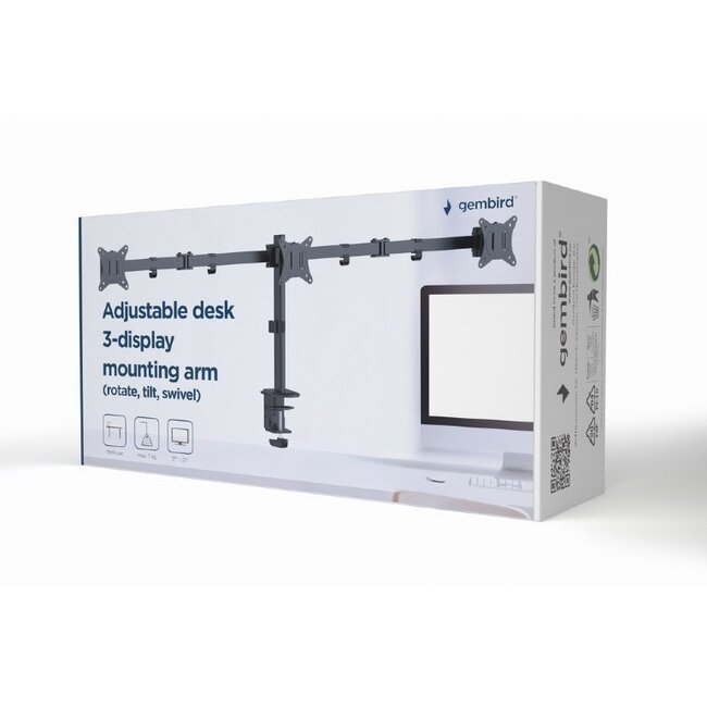Gembird bureaubeugel voor 3 monitoren tot 27 inch | full motion