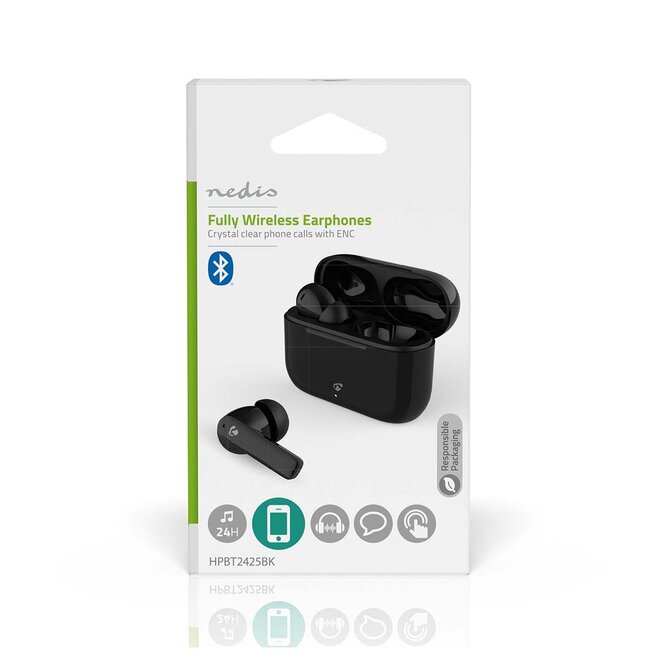 Nedis Bluetooth in-ear earphones met microfoon | ENC | charging case | zwart