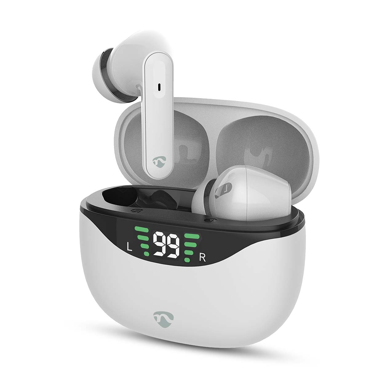 Nedis Volledig Draadloze Oordopjes - ANC (Active Noise Cancelling) - Bluetooth - Maximale batterijduur: 30 uur - Aanraakbediening - Charging case - Draadloze oplaadcase - Ingebouwd