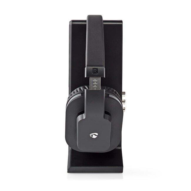 Nedis draadloze stereo over-ear RF hoofdtelefoon met oplaadstation | digitaal/analoog | zwart