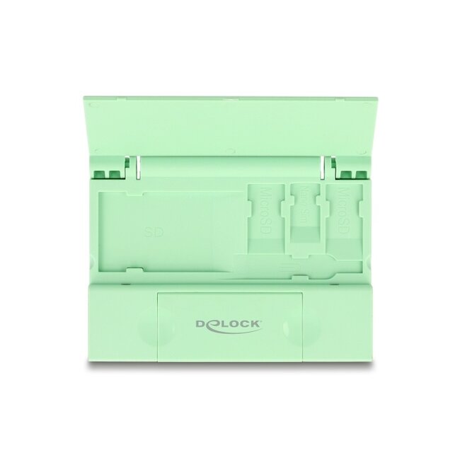 Delock Card Reader USB 5 Gbps USB Type-C™ / Type-A for SD and Micro SD memory cards with practical memory card case - mint