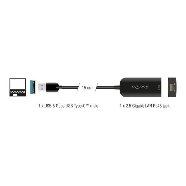 Delock USB Type-A Adapter to 2.5 Gigabit LAN
