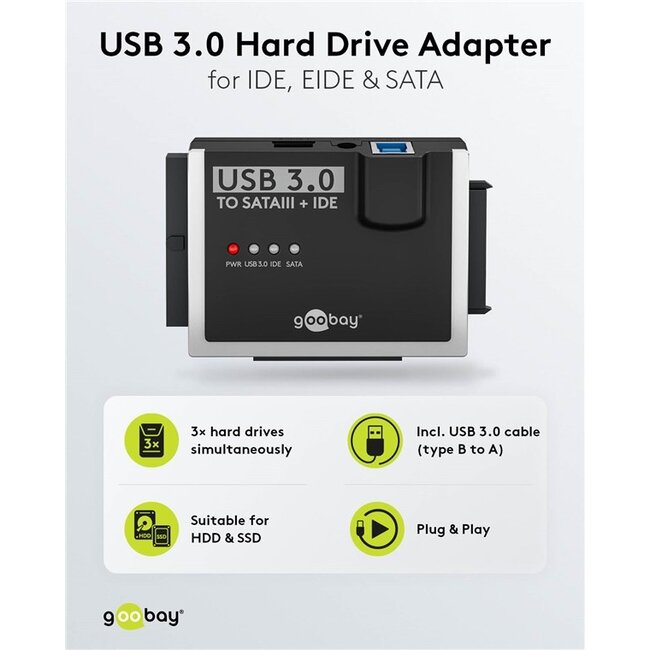 Goobay USB 3.0 Hard Drive Adapter for IDE and SATA