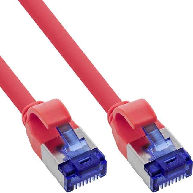 InLine® Patch cable slim, Cat.6A, S/FTP, TPE (LSZH) flexible, PoE, red, 7.5m