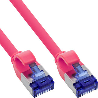 InLine® InLine® Patch cable slim, Cat.6A, S/FTP, TPE (LSZH) flexible, PoE, magenta, 1.5m