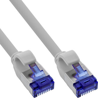 InLine® InLine® Patch cable slim, Cat.6A, S/FTP, TPE (LSZH) flexible, PoE, grey, 0.5m