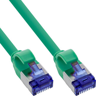 InLine® InLine® Patch cable slim, Cat.6A, S/FTP, TPE (LSZH) flexible, PoE, green, 0.5m
